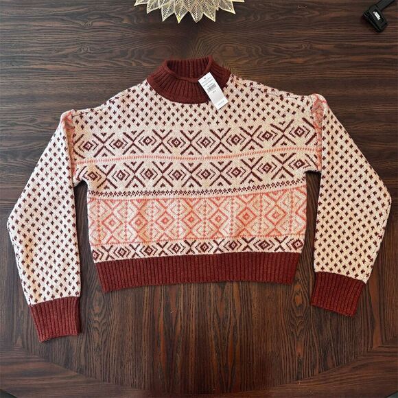 American Eagle‎ Women's Fair Isle Mock Neck Sweater Multicolor Size S - Picture 3 of 4